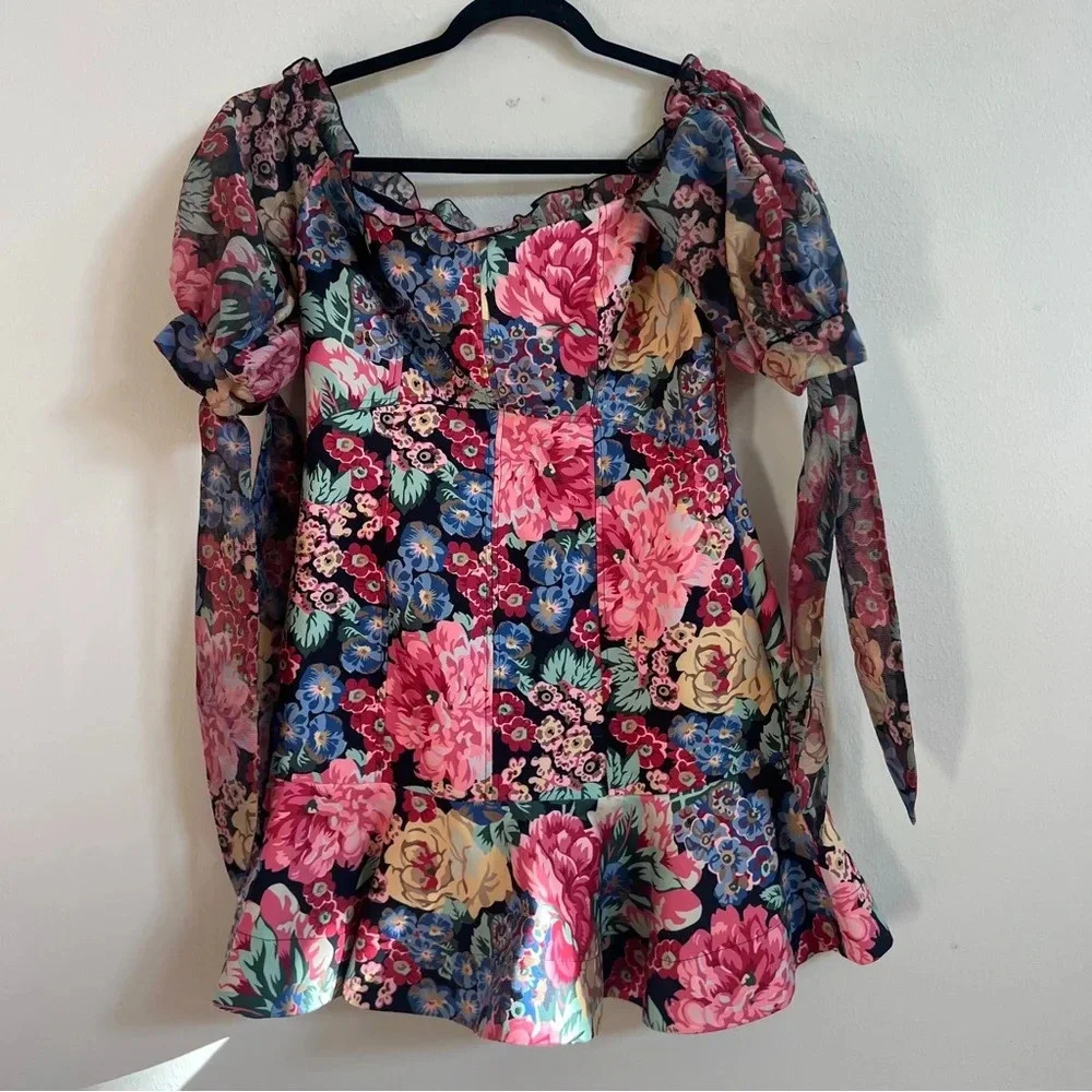 Keepsake runaway floral mini dess with puff sleeve - Picture 4 of 5